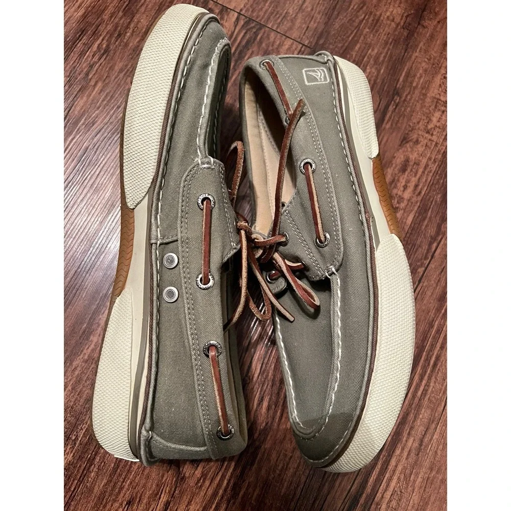 Spery Top Sider Men's Canvas Boat Shoes Two Eye Size 8.5 M Gray Sneakers